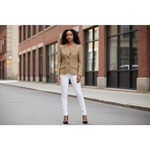 Ivanka Trump Women's Beige Tailored Blazer with Pink Lining